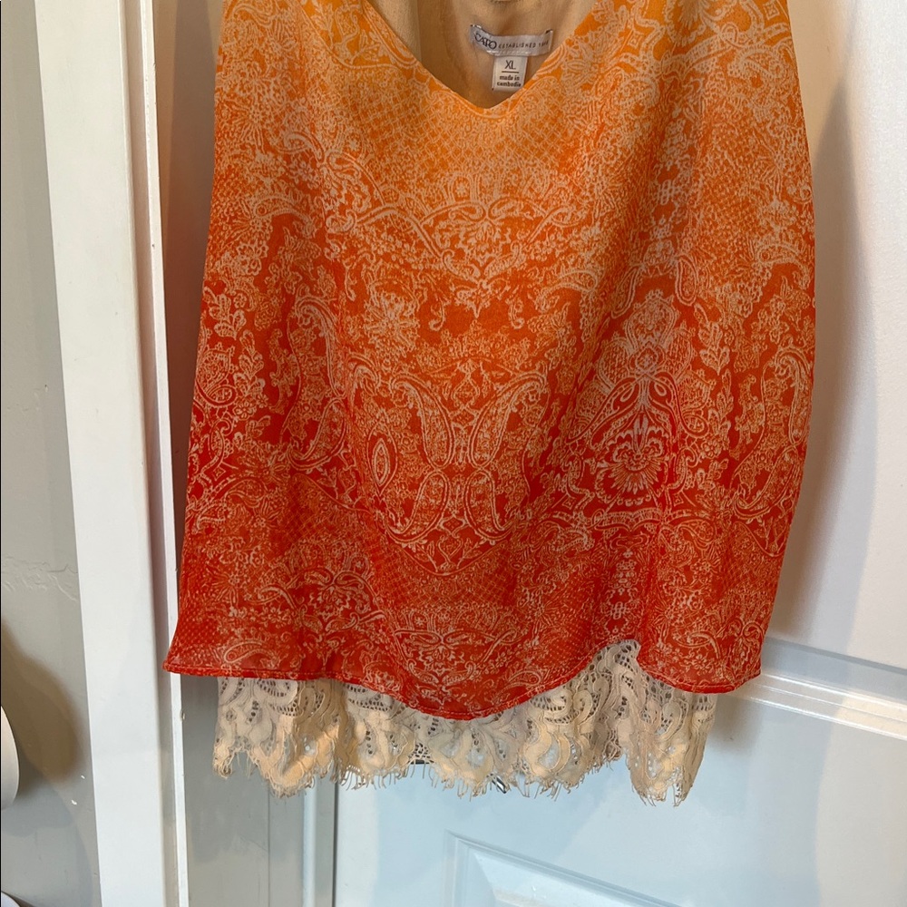 Cato Orange and Cream Lace Camisole - Picture 3 of 5
